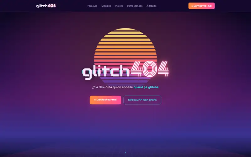 L’accueil de glitch404.fr, univers rétro des années 90