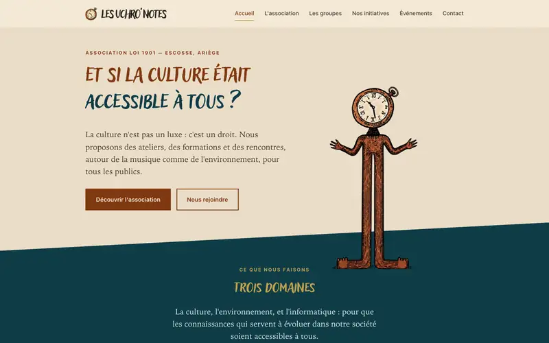 L’accueil du site des Uchro’notes : « Et si la culture était accessible à tous ? »