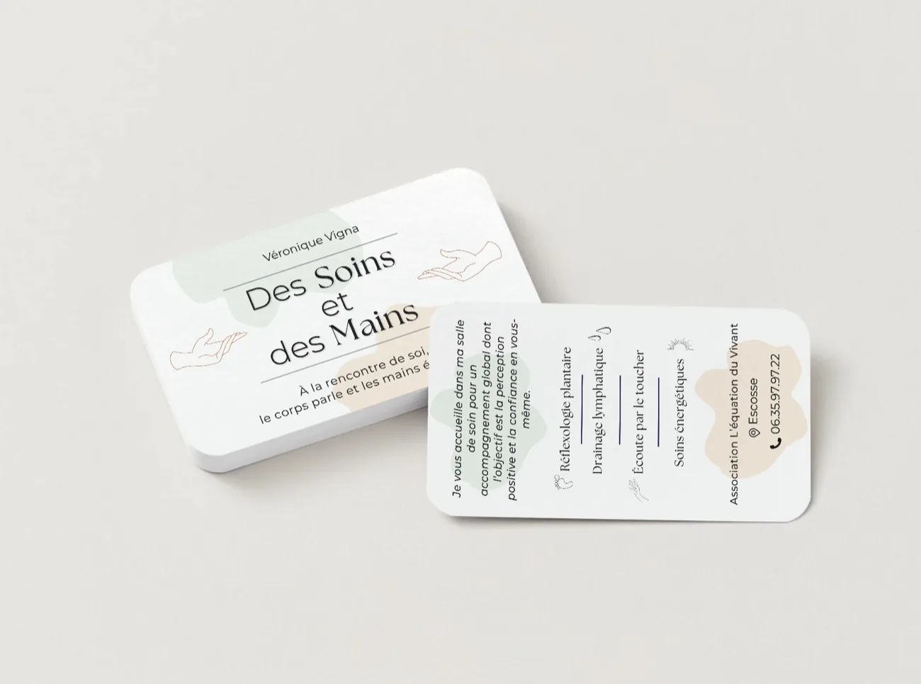 Cartes de visite « Des Soins et des Mains », Véronique Vigna